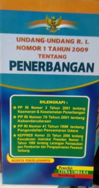 Image of Undang-Undang RI nomor 1 tahun 2009 tentang PENERBANGAN