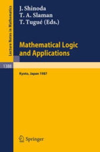 Image of Mathematical Logic and Applications : Proceedings of the Logic Meeting held in Kyoto, 1987