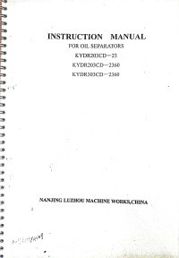 Image of Instruction Manual For Oil Separators KYDR203CD-23, KYDR203CD-2360, KYDR303CD-2360N