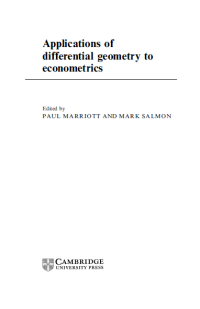 Image of Applications Of Differential Geometry To Econometrics