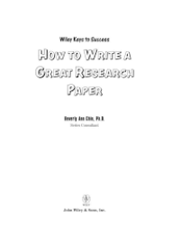 Image of How to Write a Great Research Paper (Wiley Keys to Success)